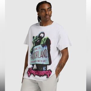 Goosebumps Mens Welcome To Horrorland Ice Gray Mineral Wash Shirt